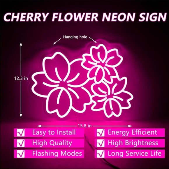 Neon Pink Sakura Cherry Blossom Flower Japanese Light Decor Dorm/Party/Bedroom - Picture 4 of 5